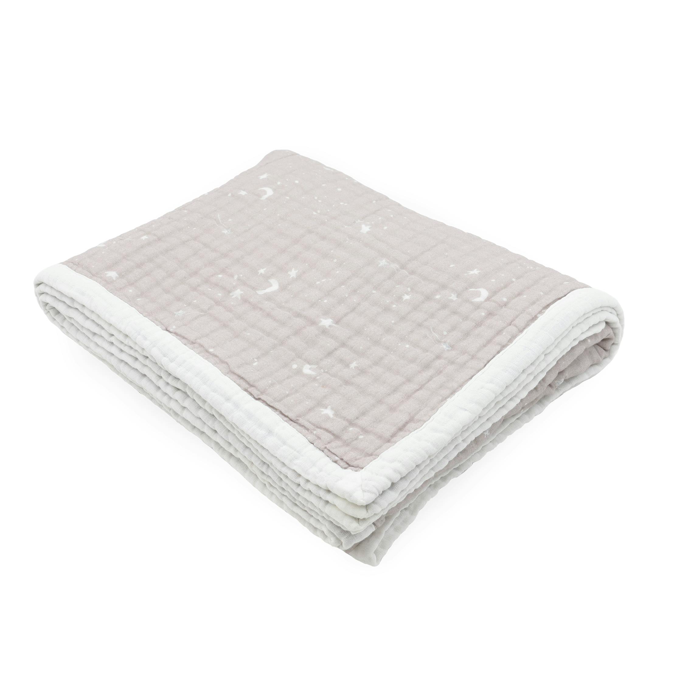 Organic Cotton Muslin Quilted Throw - Moon Dust