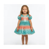 Aqua Sunset Sparkle Sequin Birthday Dress for Girls