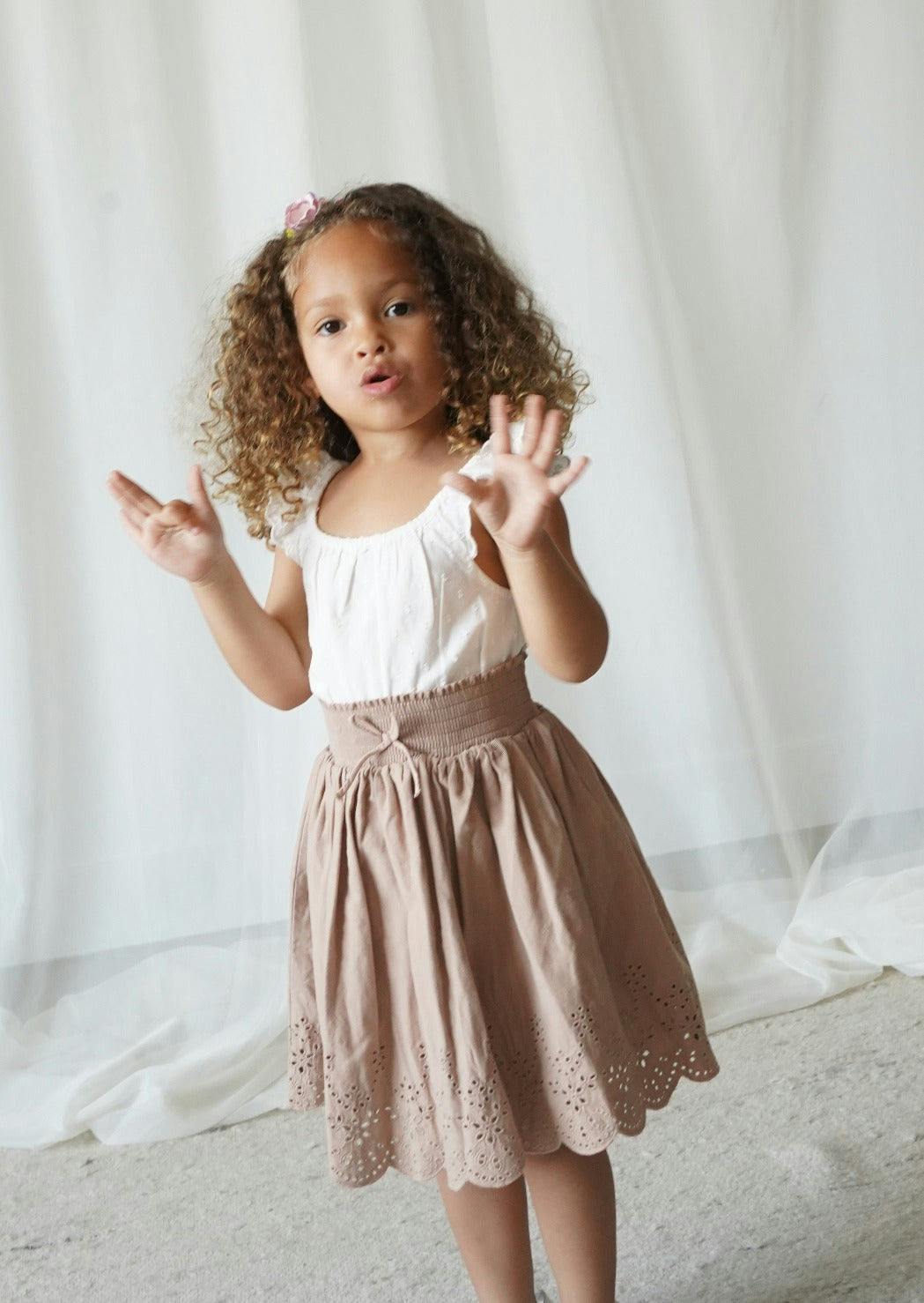 Noemiè | Anglaise Corduroy Skirt | Monkfruit