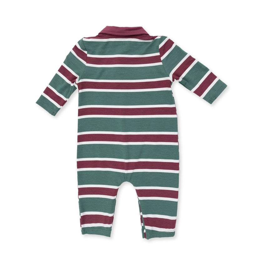 Rugby Stripe Green - Polo Romper
