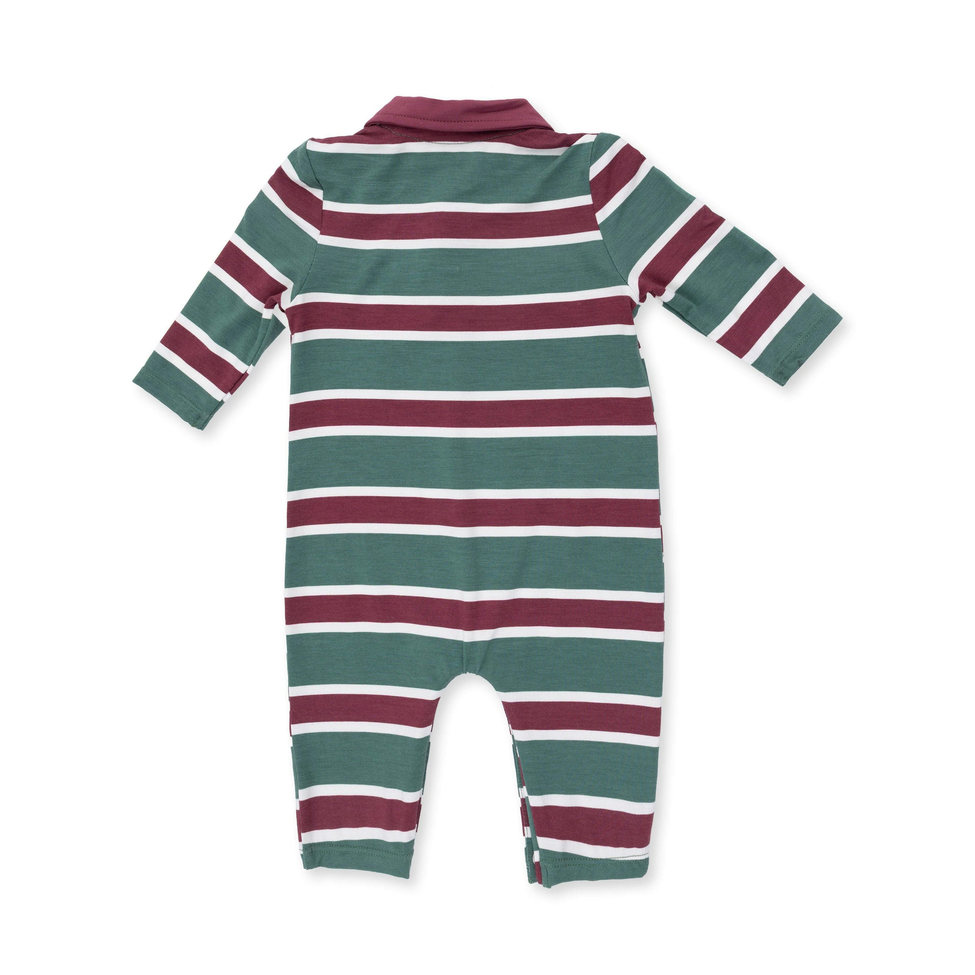 Rugby Stripe Green - Polo Romper
