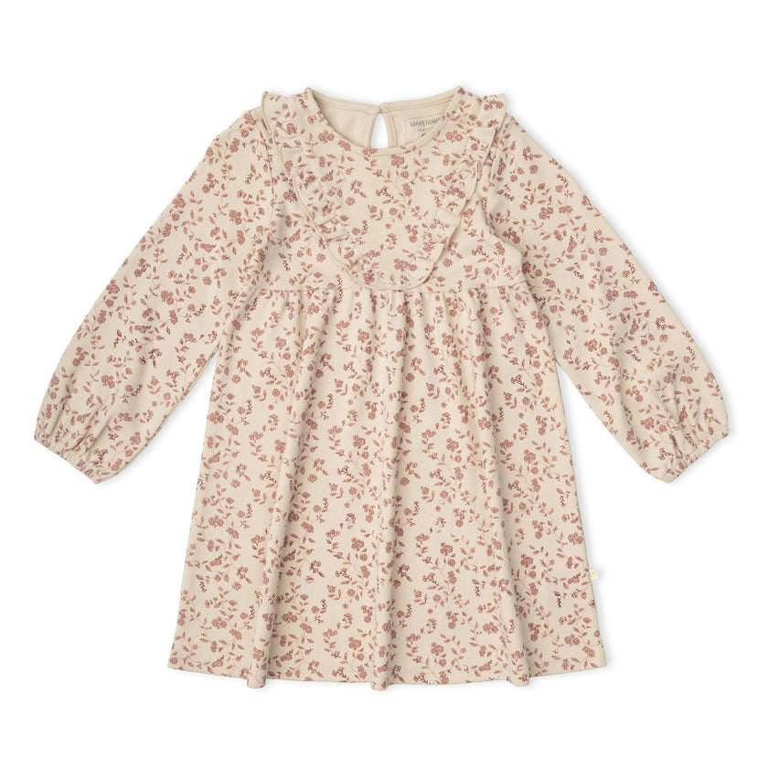 Organic Long Sleeve Ruffle -V- Dress - Petal Whispers