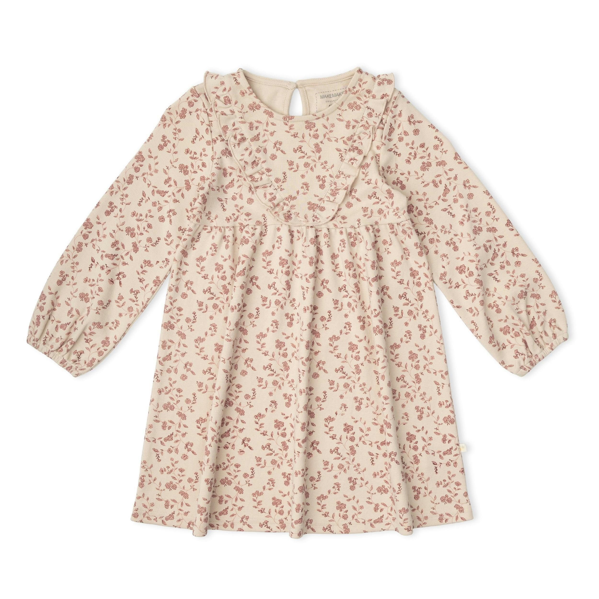 Organic Long Sleeve Ruffle -V- Dress - Petal Whispers