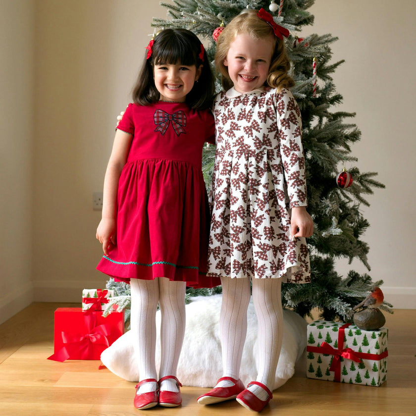 Red Tartan Bow Jersey Dress