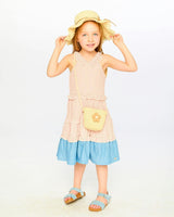 Flower Straw Purse Beige