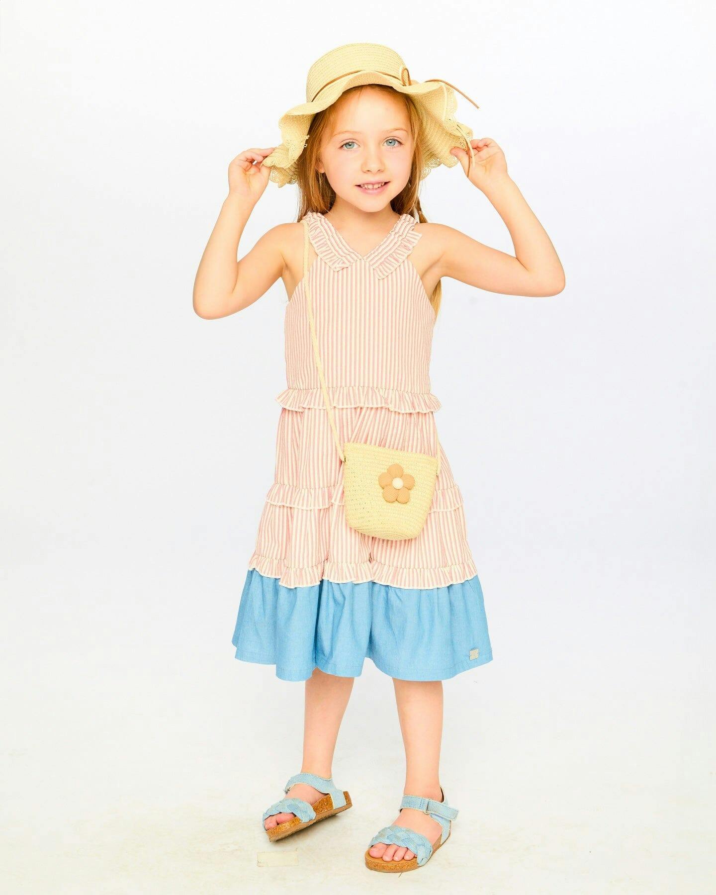 Flower Straw Purse Beige
