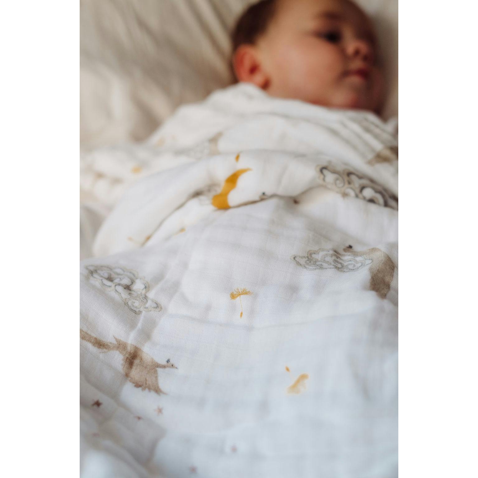 Organic Muslin Four-Layer Reversible Snug Blanket