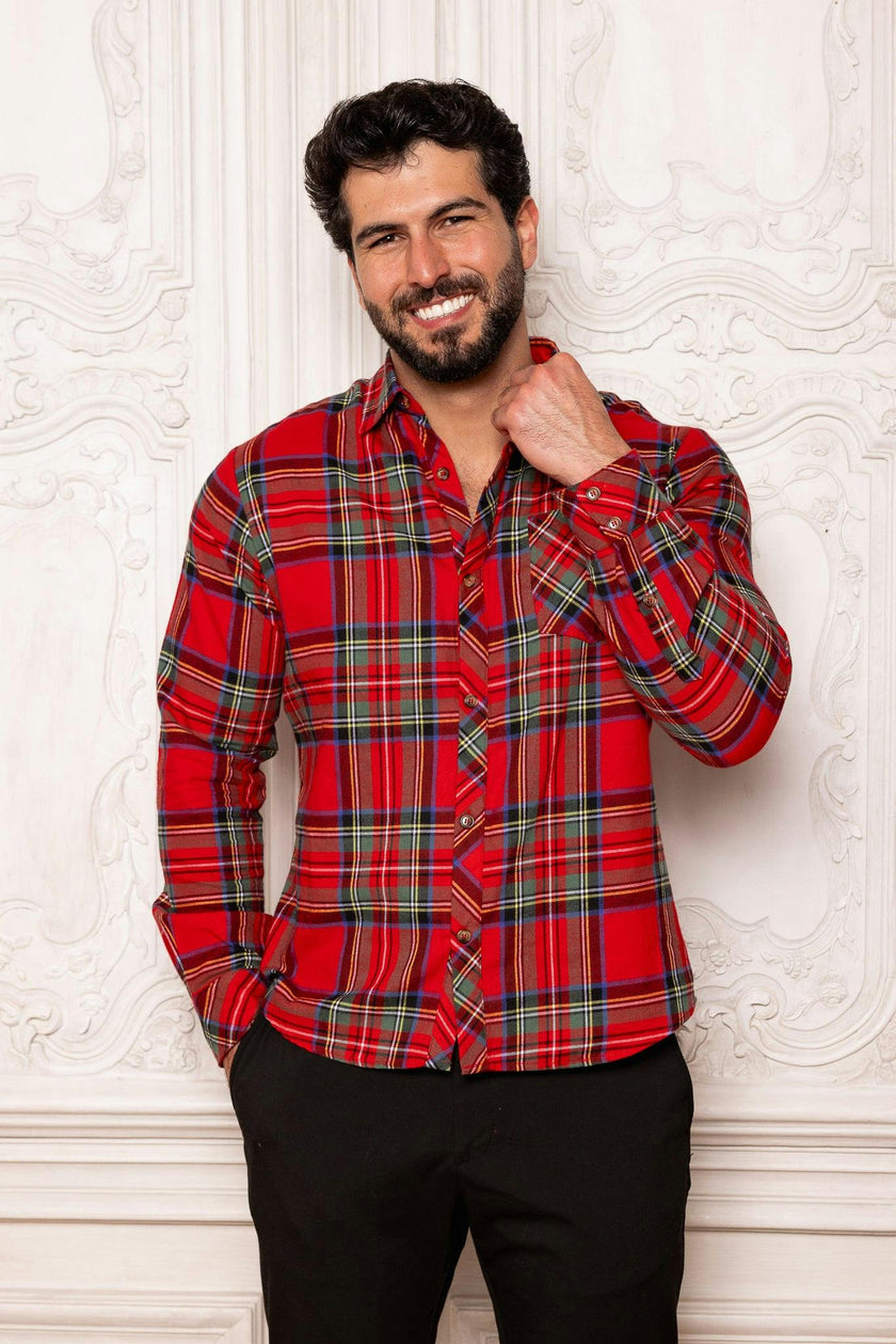 Mens John Shirt in Holiday Plaid