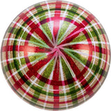 80MM Red and Green Plaid Glass Ball Ornaments