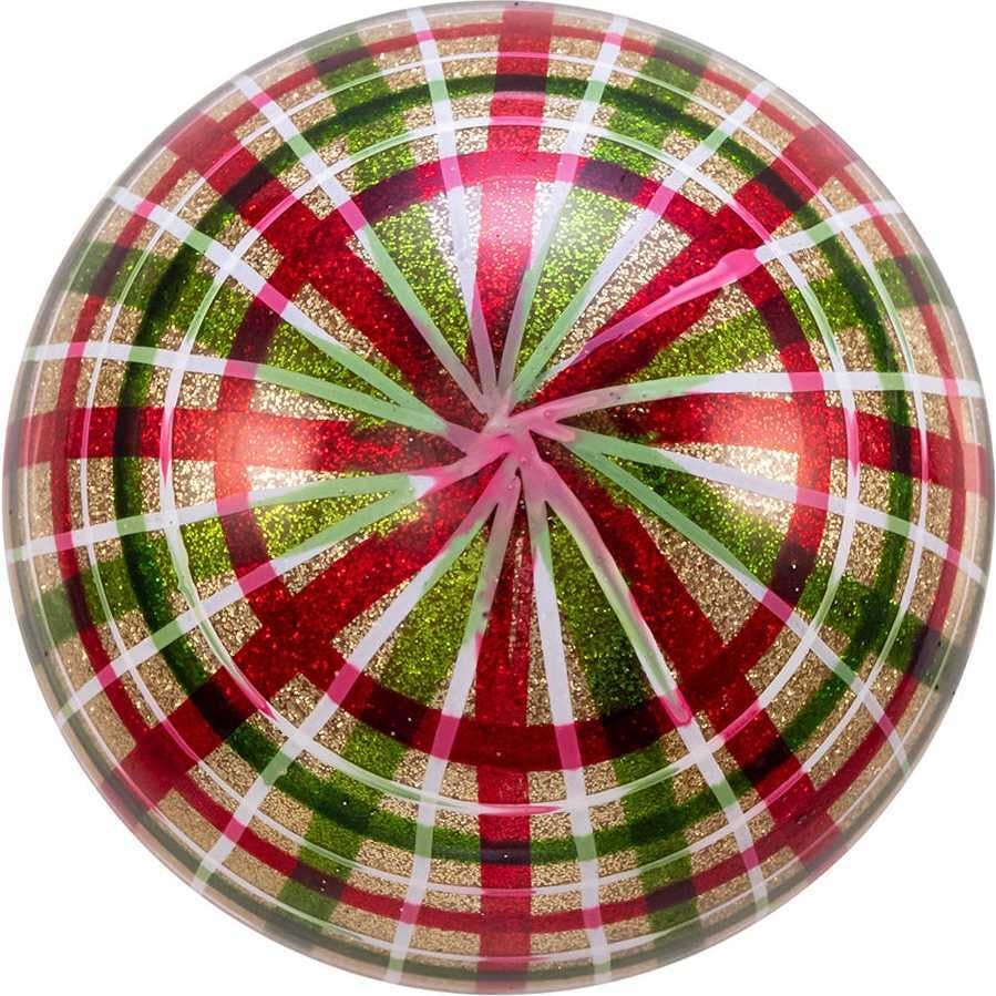 80MM Red and Green Plaid Glass Ball Ornaments