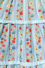 Roselyn Dress in Blue Linear Floral Print