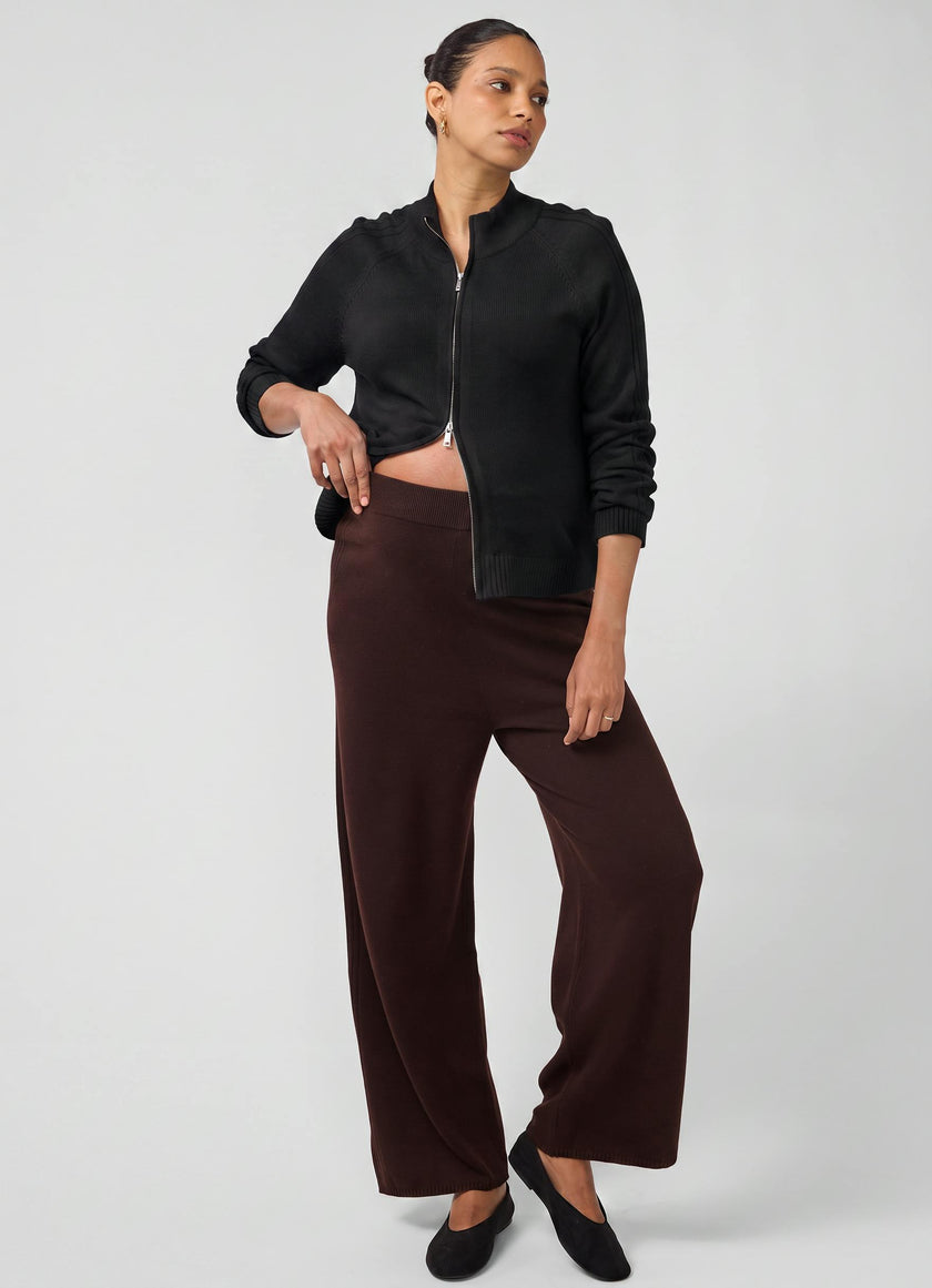 Funnel Neck Raglan Knit Maternity Cardigan