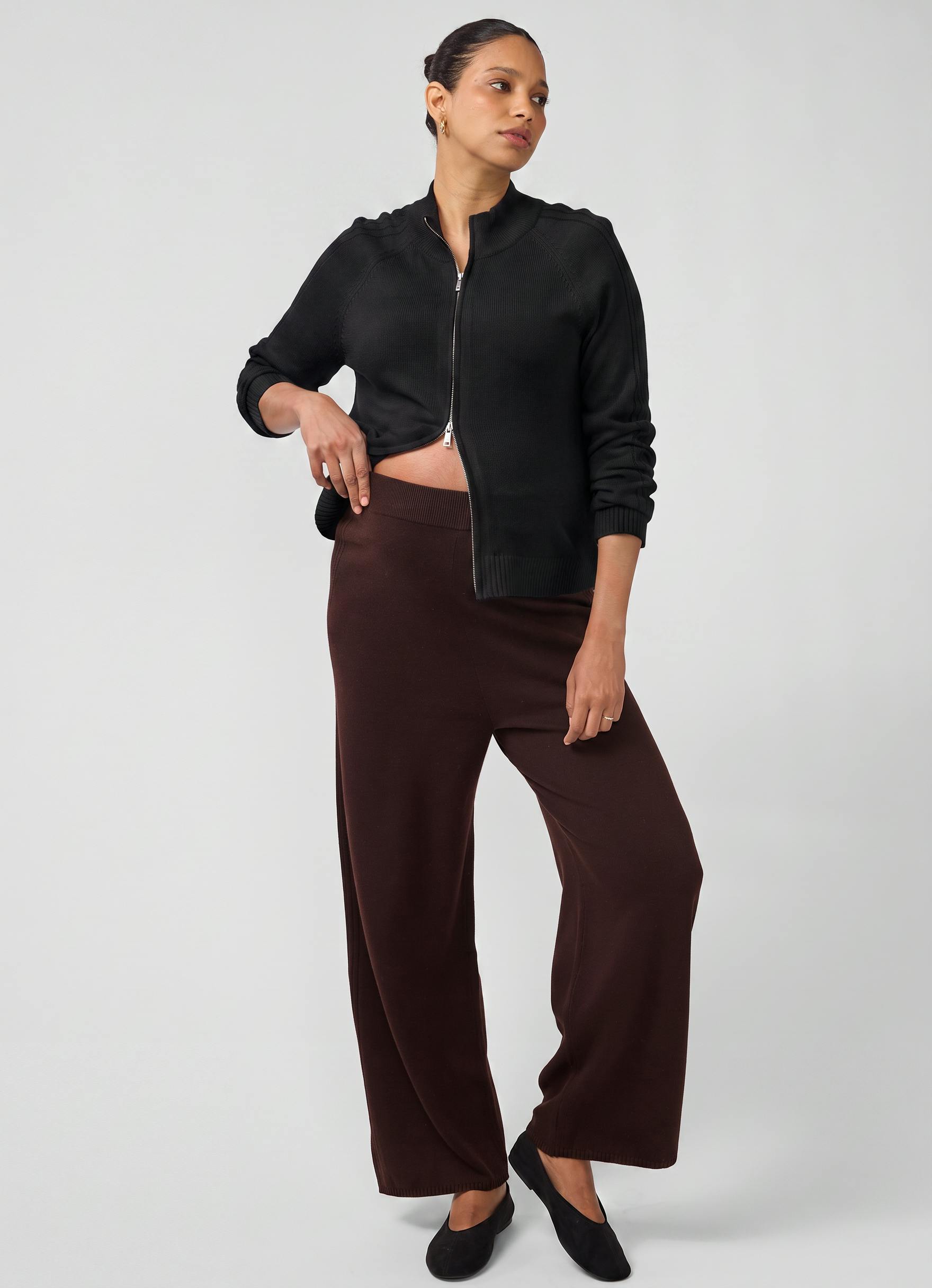 Funnel Neck Raglan Knit Maternity Cardigan