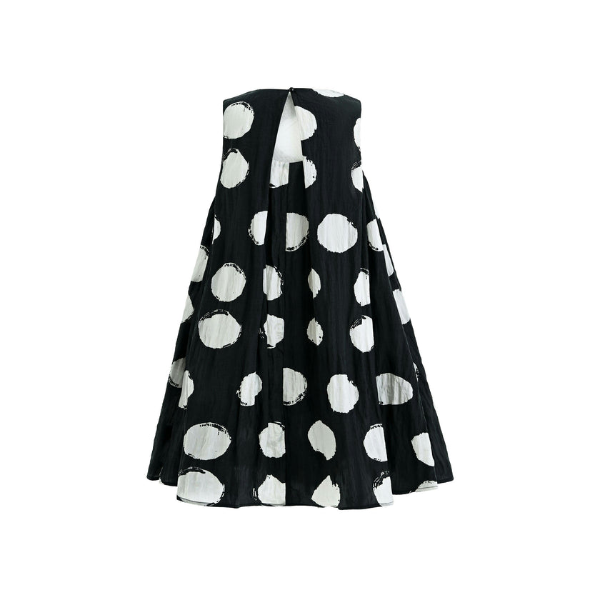 Black Polka Dot Sleeveless Dress
