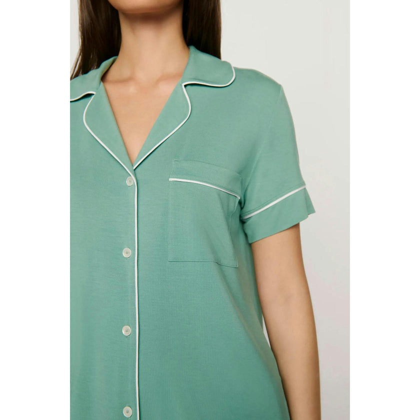 Gisele TENCEL™ Modal Relaxed Short PJ Set, SEAGRASS/WHITE