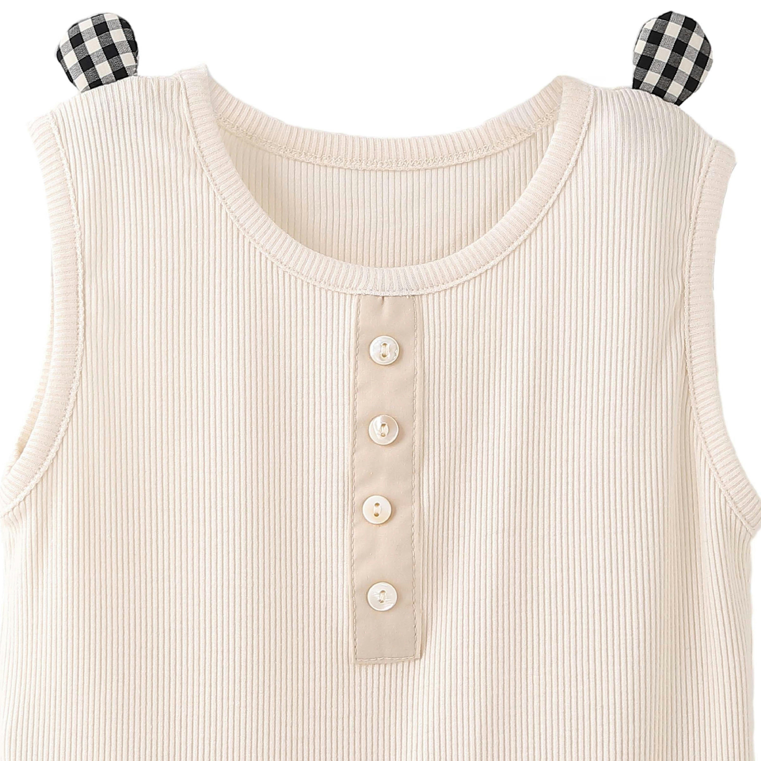 Cream Top & Striped Pants Set