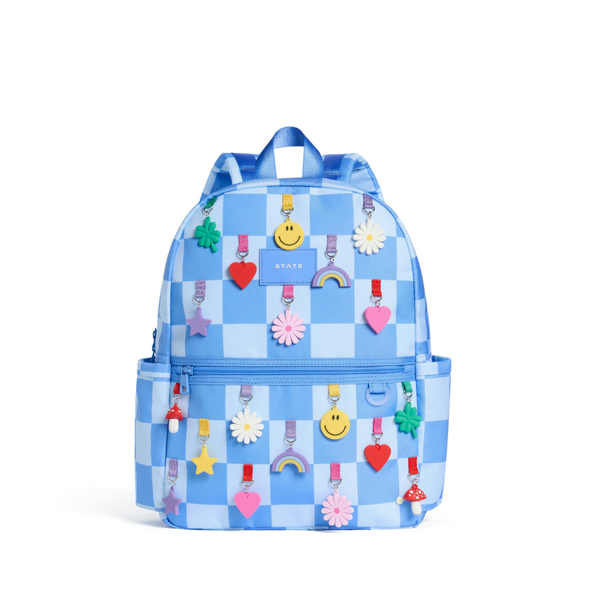 Kane Backpack, Charms Blue Checkerboard