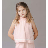 Organic Ruffle Neck Seersucker Top, Pink