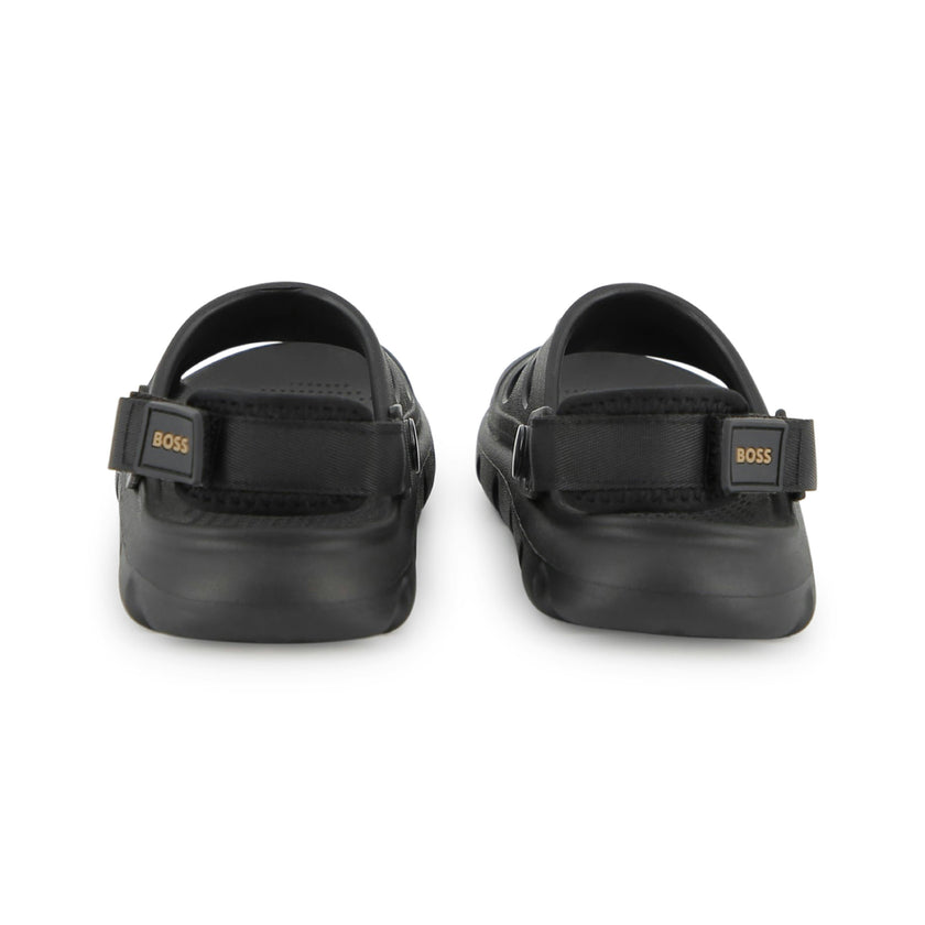 Black BOSS Patch Sandals