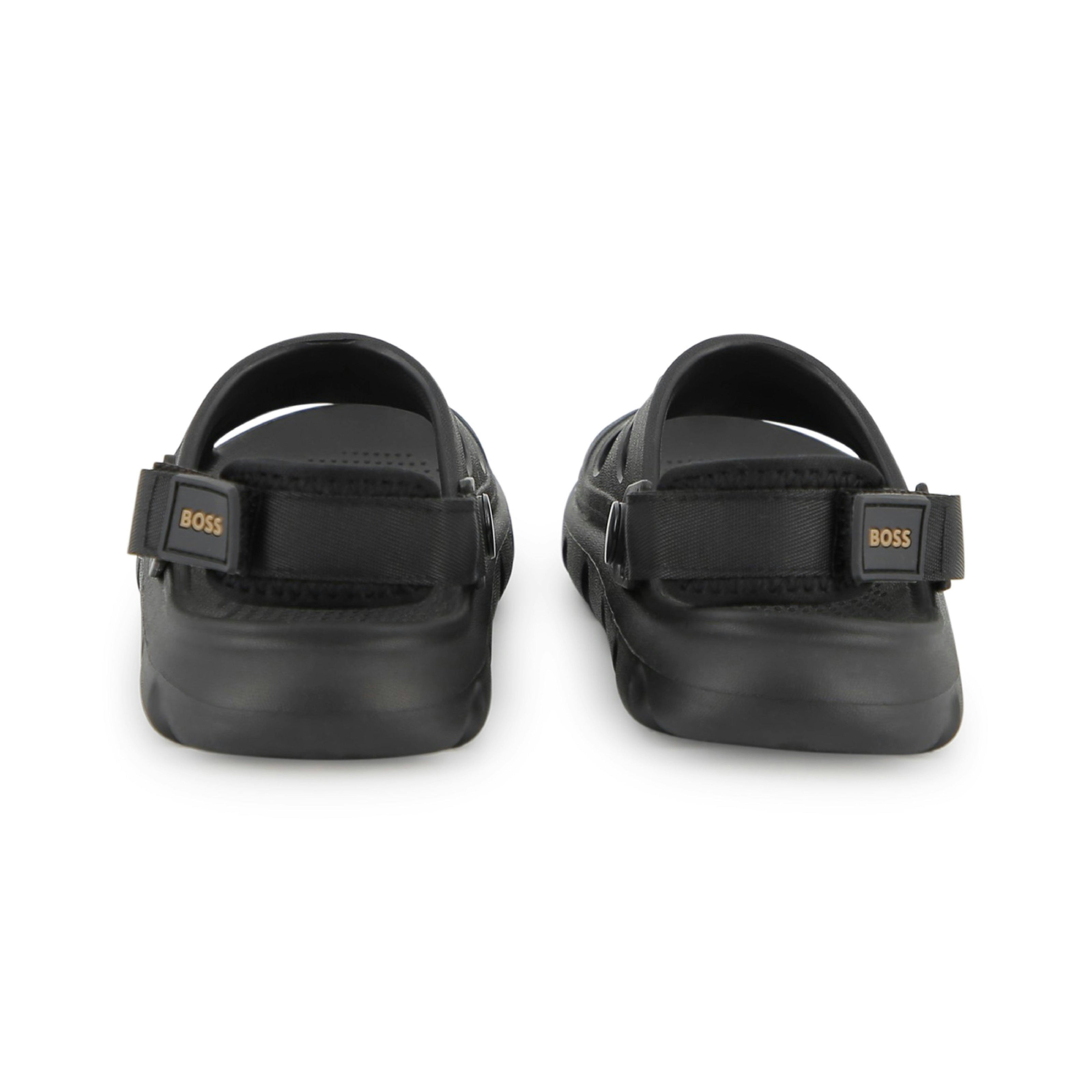 Black BOSS Patch Sandals