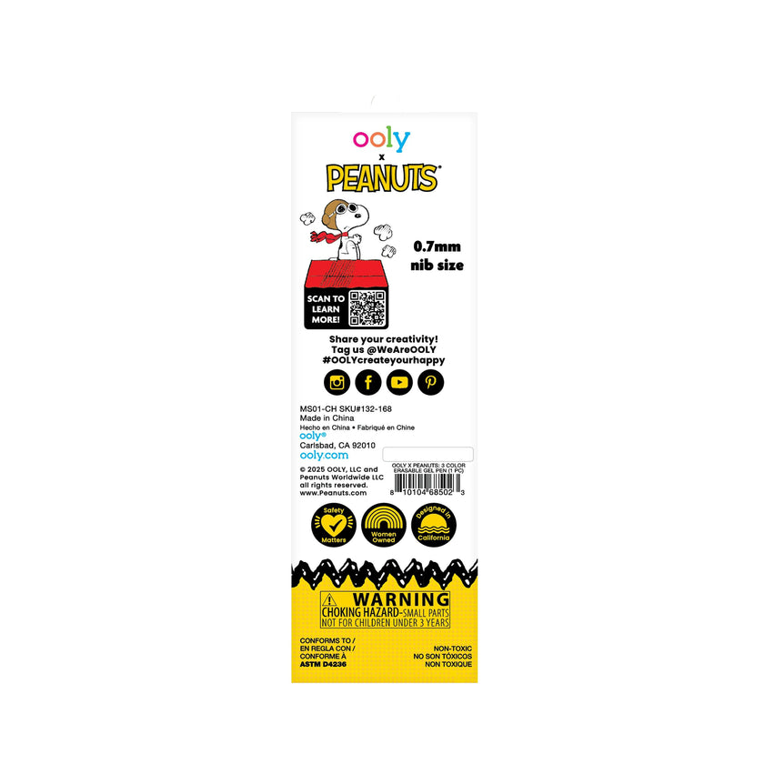 OOLY x Peanuts 3 Color Erasable Gel Pen - Snoopy & Woodstock