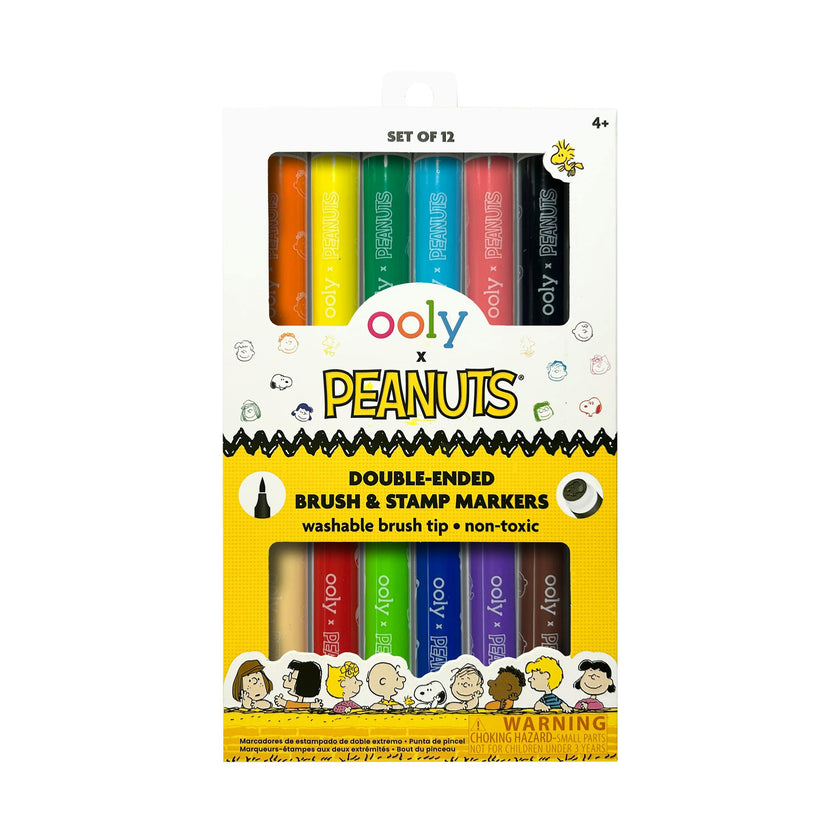 OOLY x Peanuts Double-Ended Brush & Stamp Markers - Set of 12