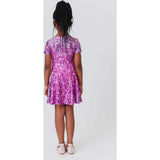 Girls Cap Sleeve Skater Dress, Pink