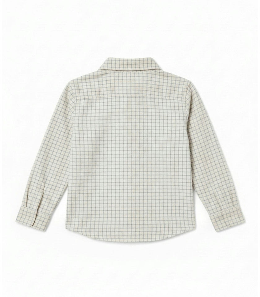 Achille Baby Shirt Long Sleeves with pocket, Beige Check