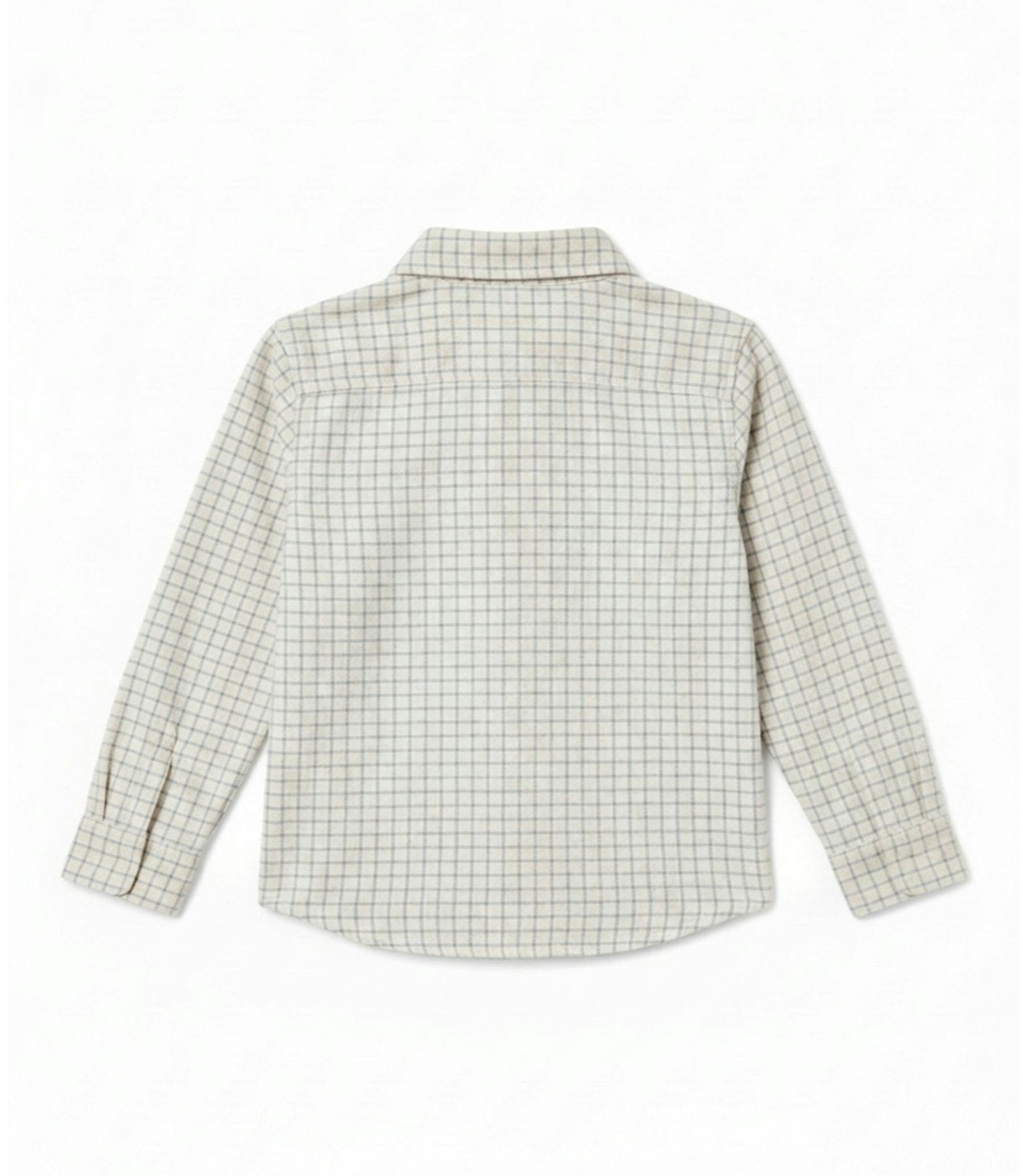 Achille Baby Shirt Long Sleeves with pocket, Beige Check