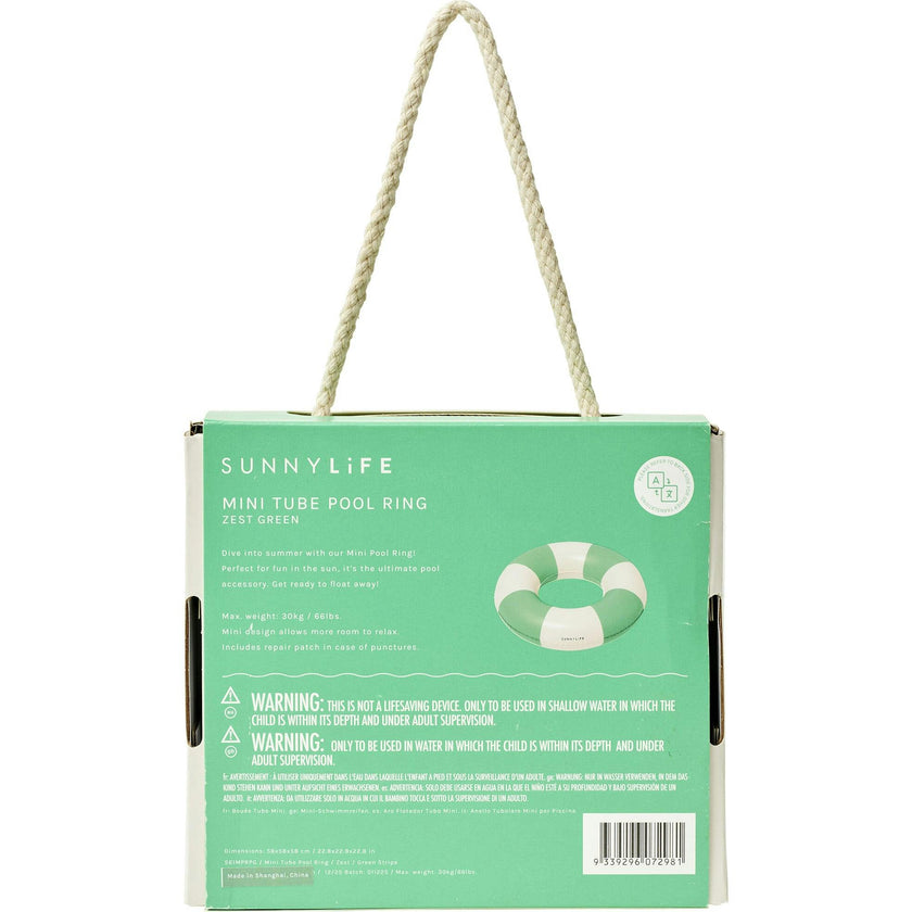 Mini Tube Pool Ring: Zest Green Stripe