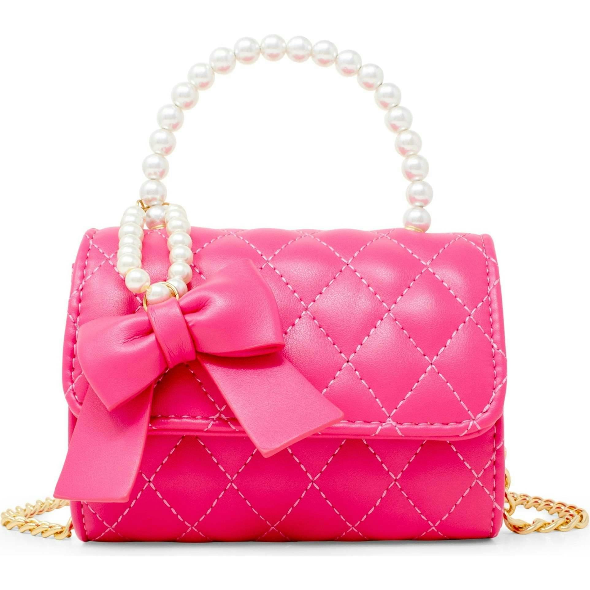 Quilted Pearl Handle Bow Ribbon Handbag