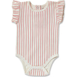 Stripes Away Sleeveless Ruffle One-Piece, Beige
