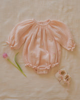 Gauze Romper in Embroidered Flowers