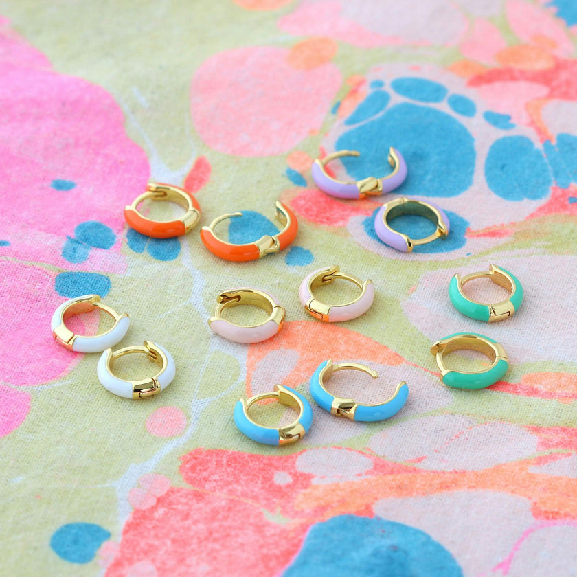 Enamel Huggie Hoop Earrings