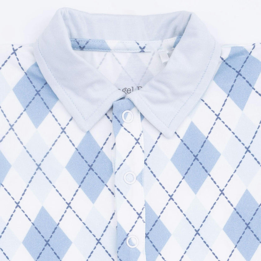 Blue Argyle - Short Playsuit