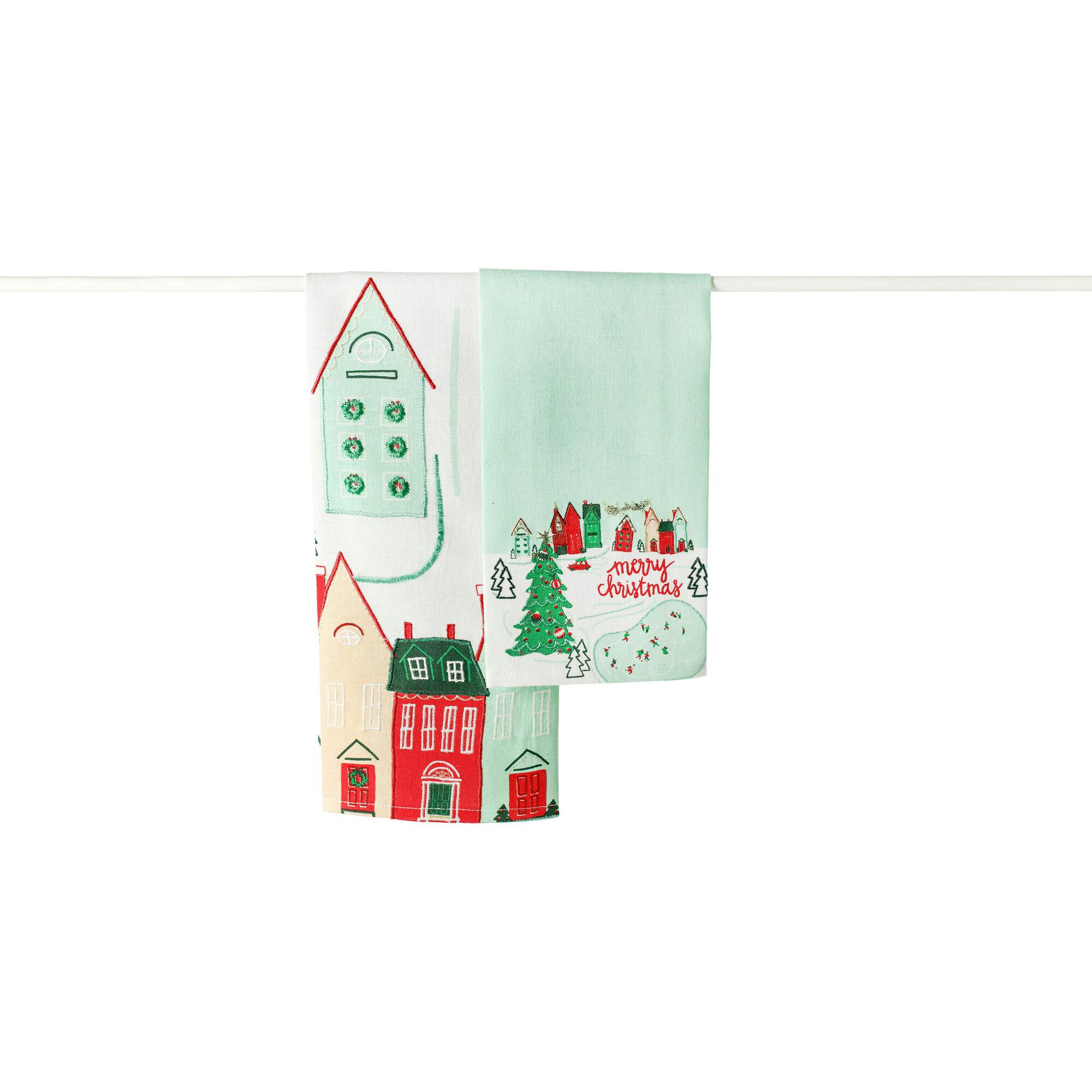 Christmas in the Village Town Hand Towels