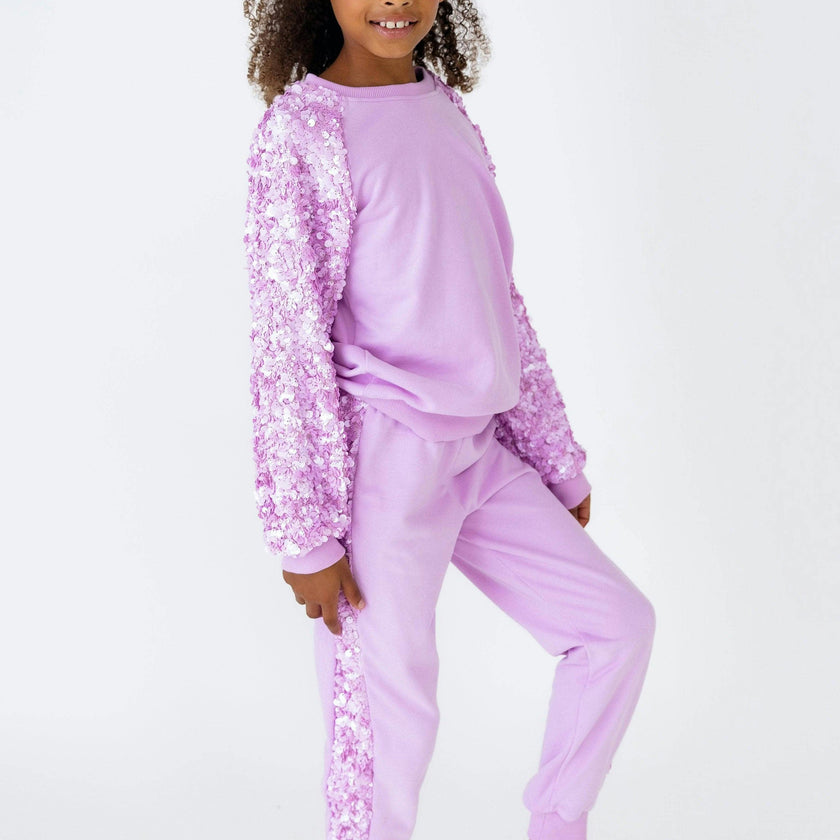 Lavender Sequin Joggers Set