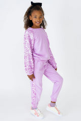 Lavender Sequin Joggers Set