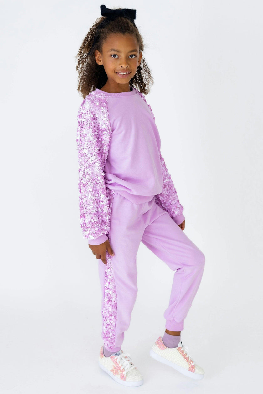Lavender Sequin Joggers Set