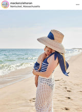 Wildflower Sun Hat (PreOrder Shipping June 15th) - Navy Wide & Short Grosgrain Ribbon