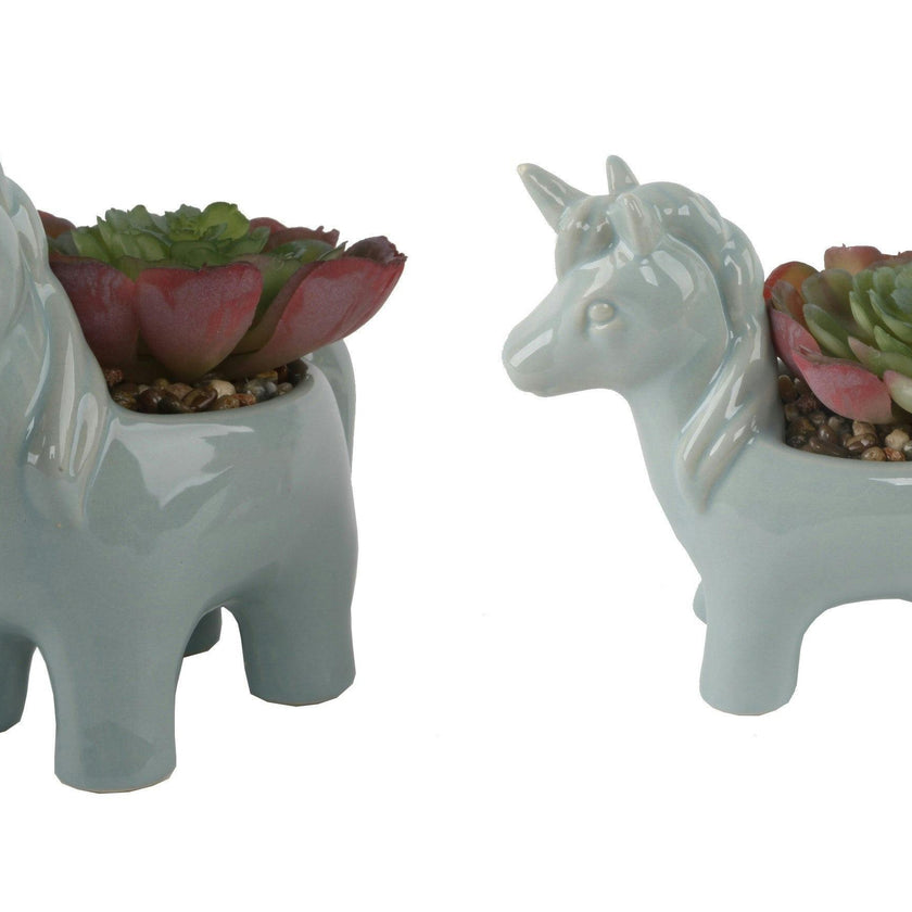 Teal Ceramic Faux Succulents