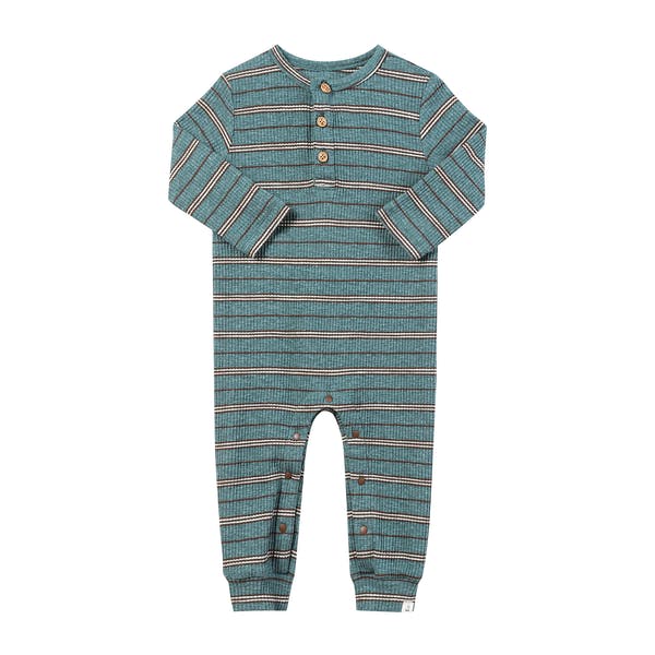 MASON Teal Ribbed Henley Romper