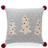 Three Tree Pillow with Pom Poms