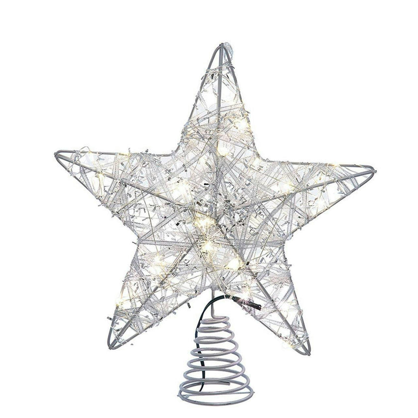 Kurt Adler 10.5-Inch 30-Light Warm White LED Fairy Light 5-Point Star Tree Topper