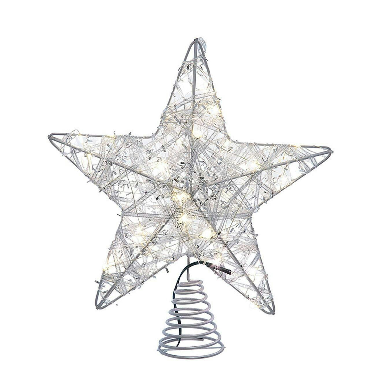 Kurt Adler 10.5-Inch 30-Light Warm White LED Fairy Light 5-Point Star Tree Topper