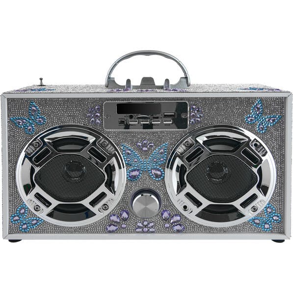 Silver Bling Boombox & Bluetooth Speaker