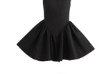 Black Andria Square-Neck Flared Dress
