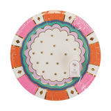 Packed Party Circus Soiree Dessert Plates 10ct - Gold Foil Colorful 3-Ply Party Plates, 8 Inch, 350 GSM for Circus and Carnival Birthdays