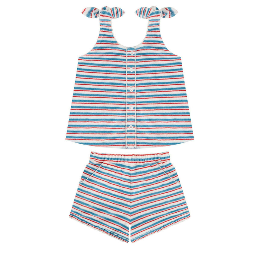 girls jetty stripe french terry tie knot set
