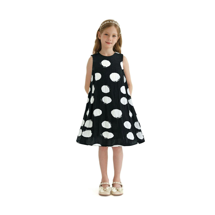 Black Polka Dot Sleeveless Dress